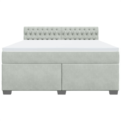 Boxspring met matras fluweel lichtgrijs 180x200 cm