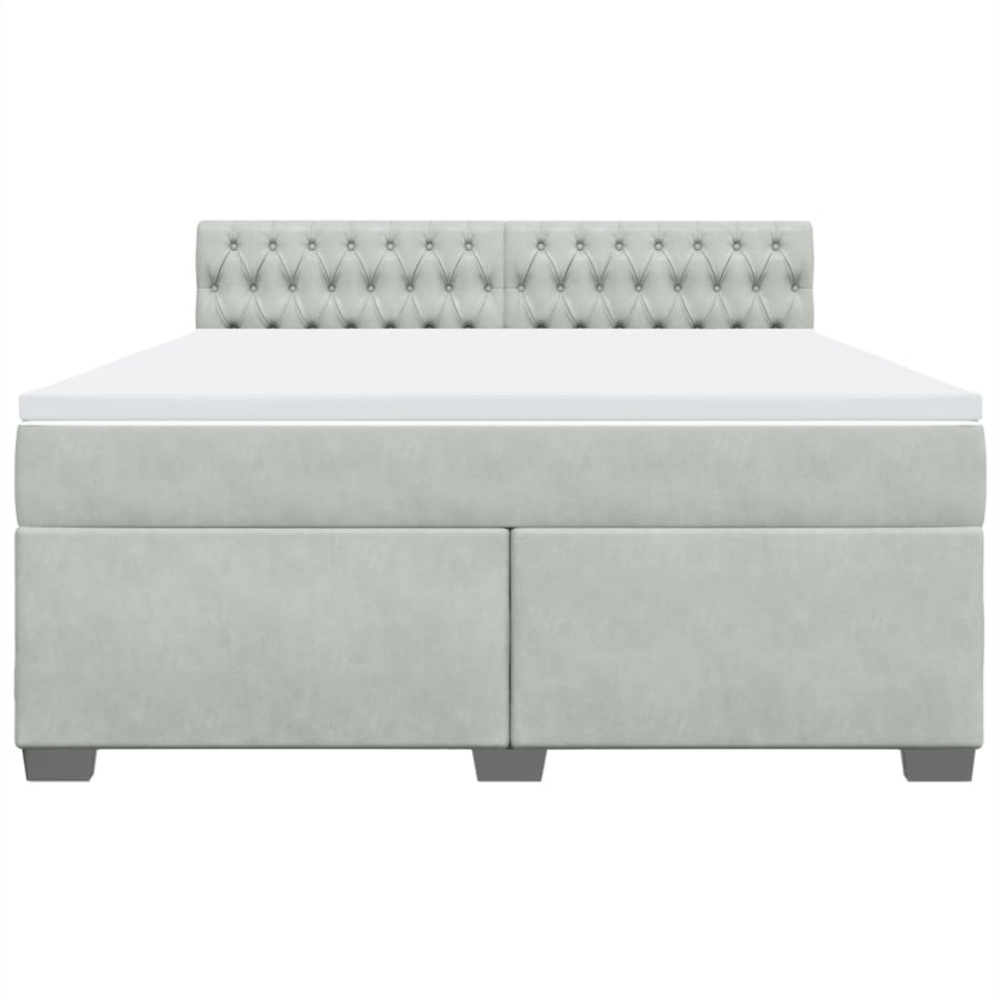 Boxspring met matras fluweel lichtgrijs 180x200 cm