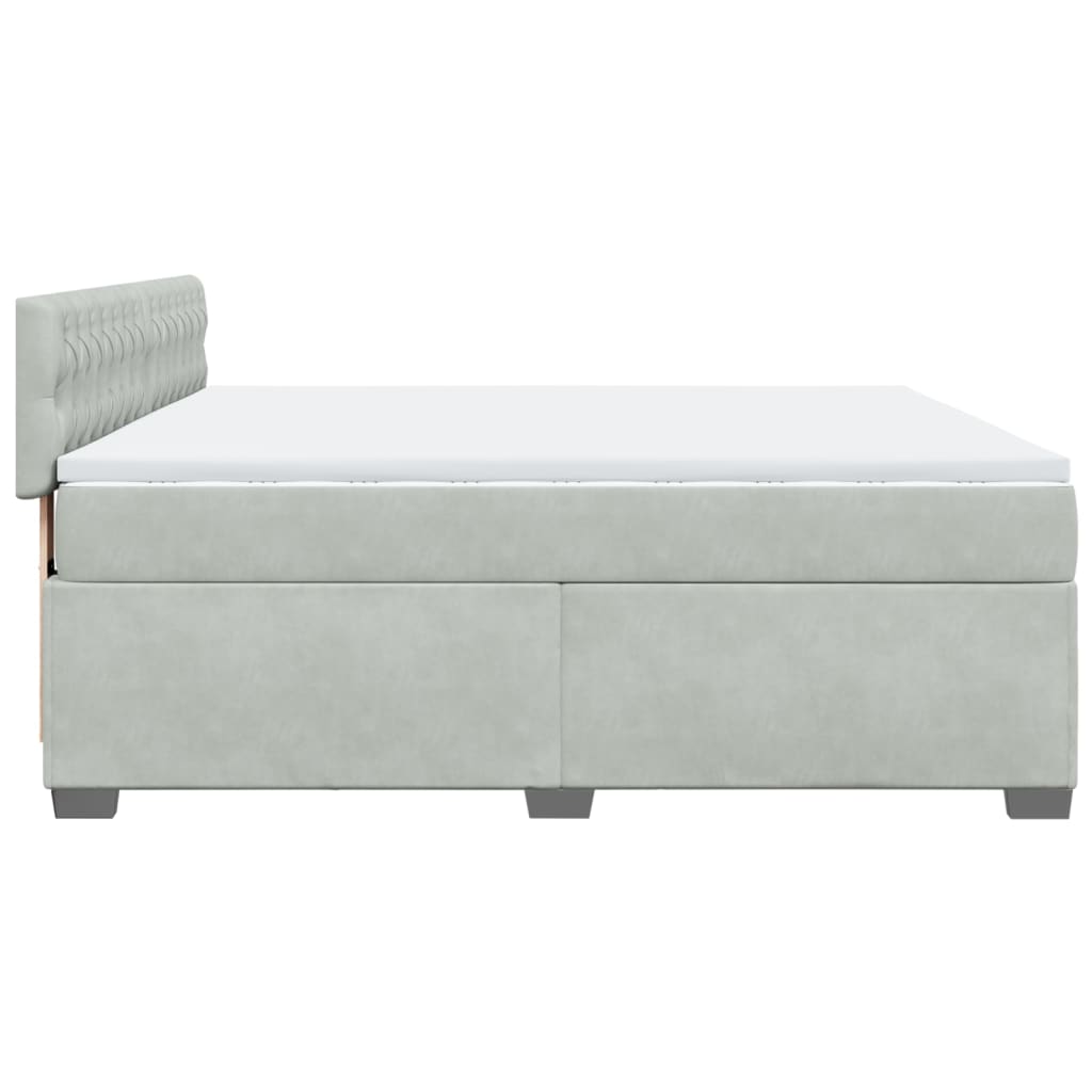 Boxspring met matras fluweel lichtgrijs 180x200 cm