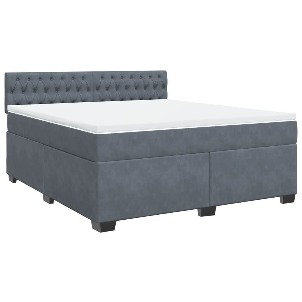 Boxspring met matras fluweel donkergrijs 180x200 cm
