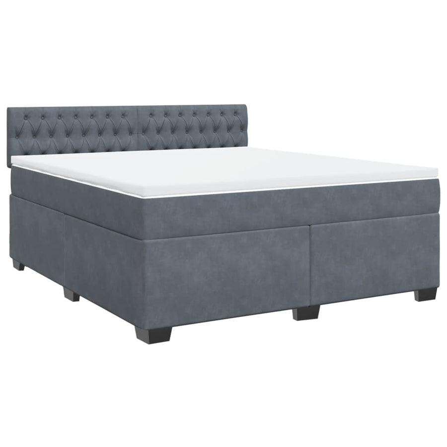 Boxspring met matras fluweel donkergrijs 180x200 cm