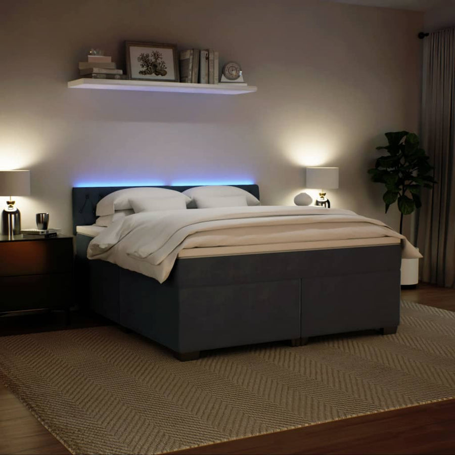 Boxspring met matras fluweel donkergrijs 180x200 cm