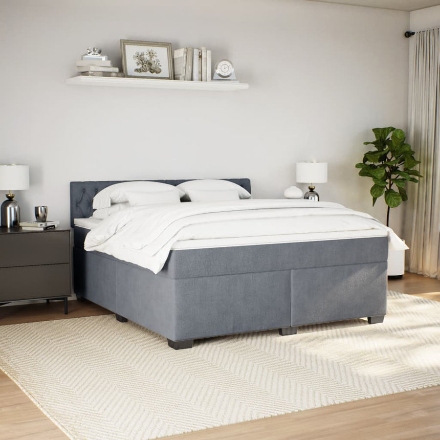 Boxspring met matras fluweel donkergrijs 180x200 cm