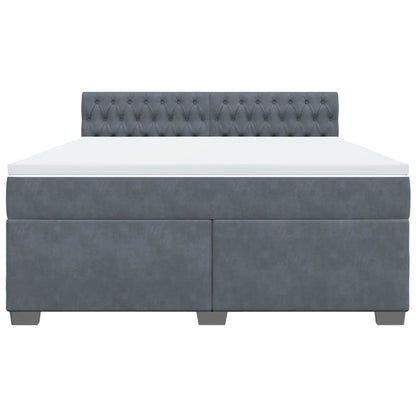 Boxspring met matras fluweel donkergrijs 180x200 cm