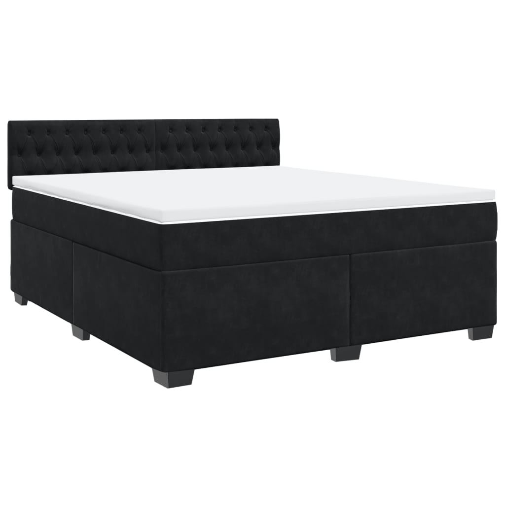 Boxspring met matras fluweel zwart 180x200 cm