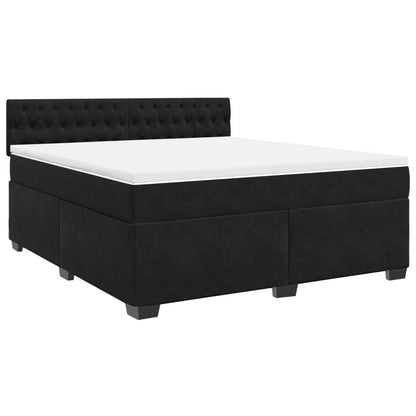 Boxspring met matras fluweel zwart 180x200 cm