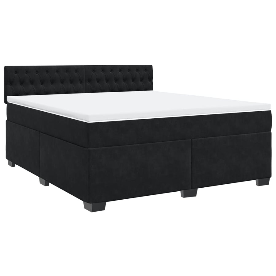 Boxspring met matras fluweel zwart 180x200 cm