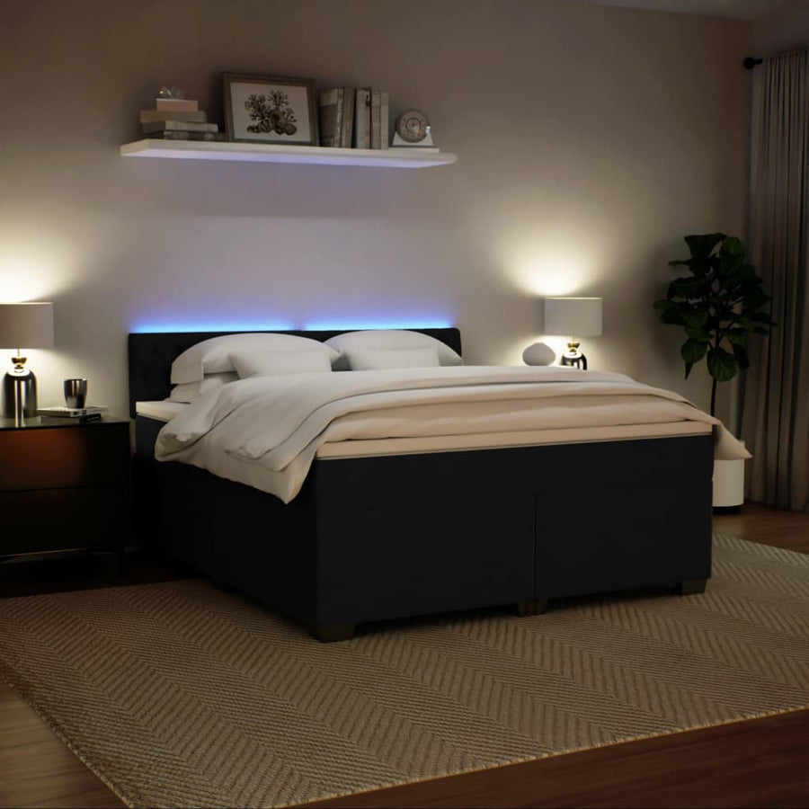 Boxspring met matras fluweel zwart 180x200 cm