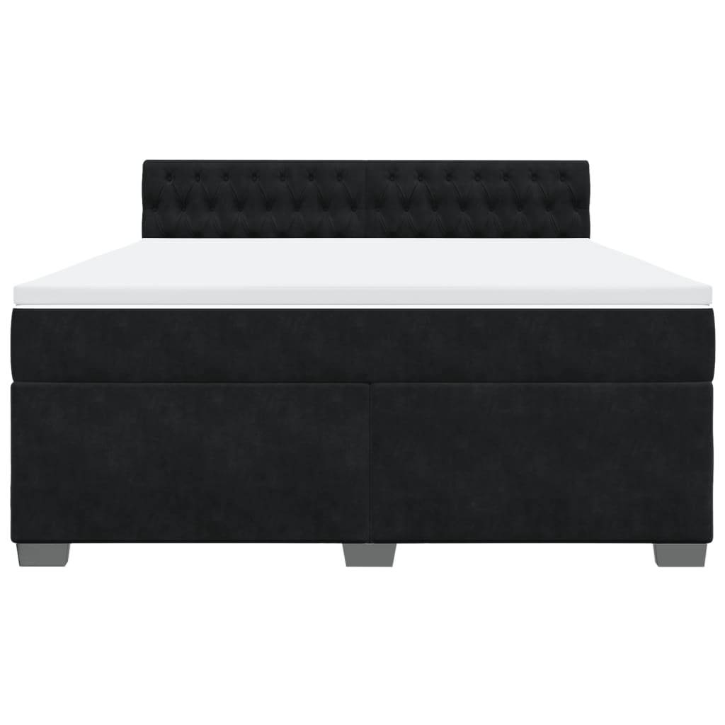 Boxspring met matras fluweel zwart 180x200 cm