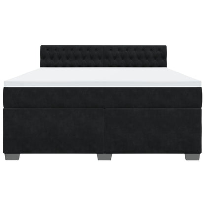 Boxspring met matras fluweel zwart 180x200 cm