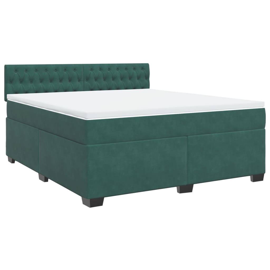 Boxspring met matras fluweel donkergroen 180x200 cm
