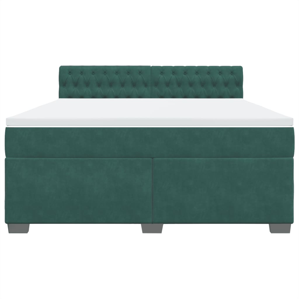 Boxspring met matras fluweel donkergroen 180x200 cm