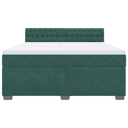 Boxspring met matras fluweel donkergroen 180x200 cm