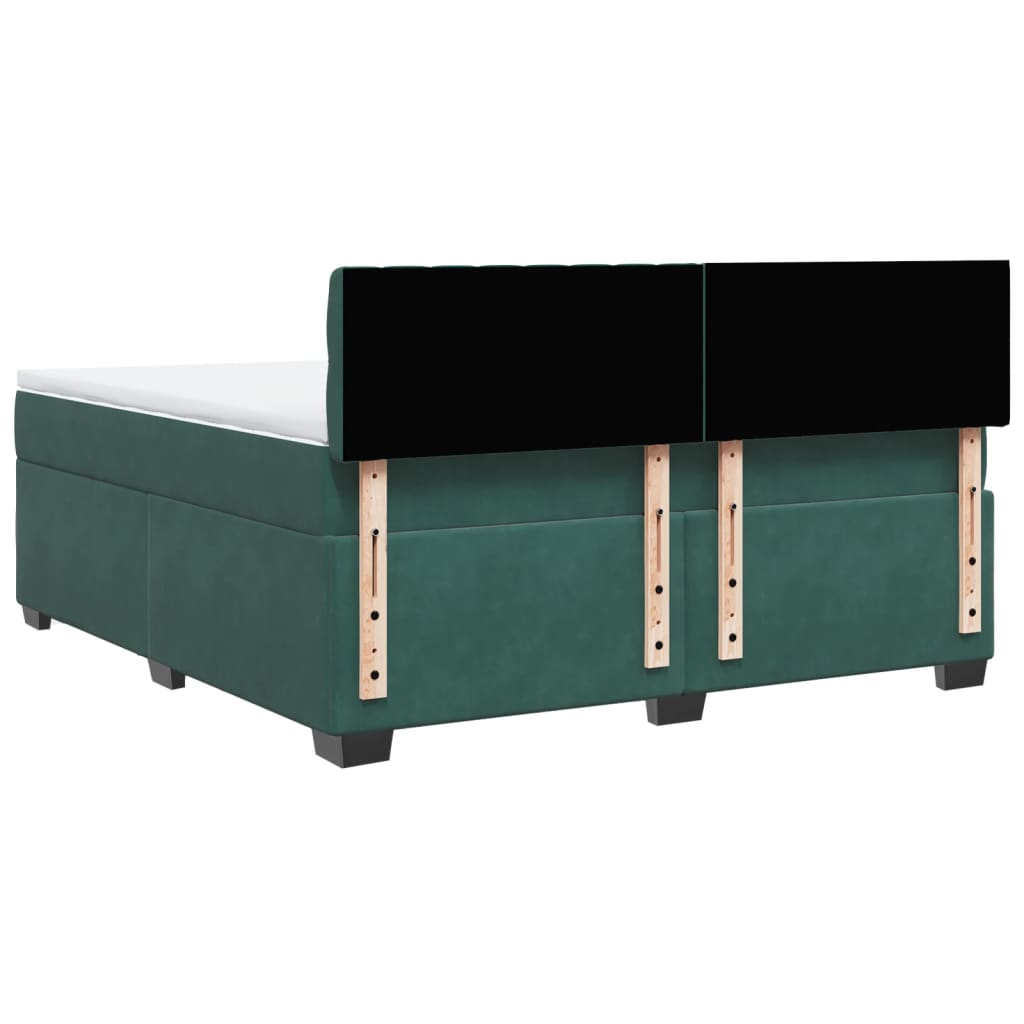 Boxspring met matras fluweel donkergroen 180x200 cm