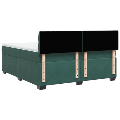Boxspring met matras fluweel donkergroen 180x200 cm