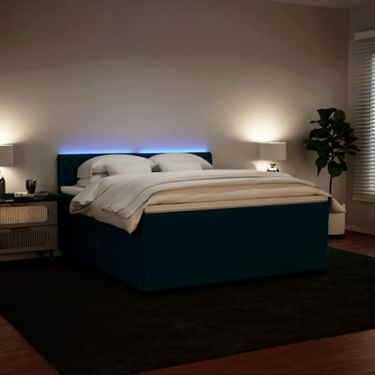 Boxspring met matras fluweel blauw 180x200 cm