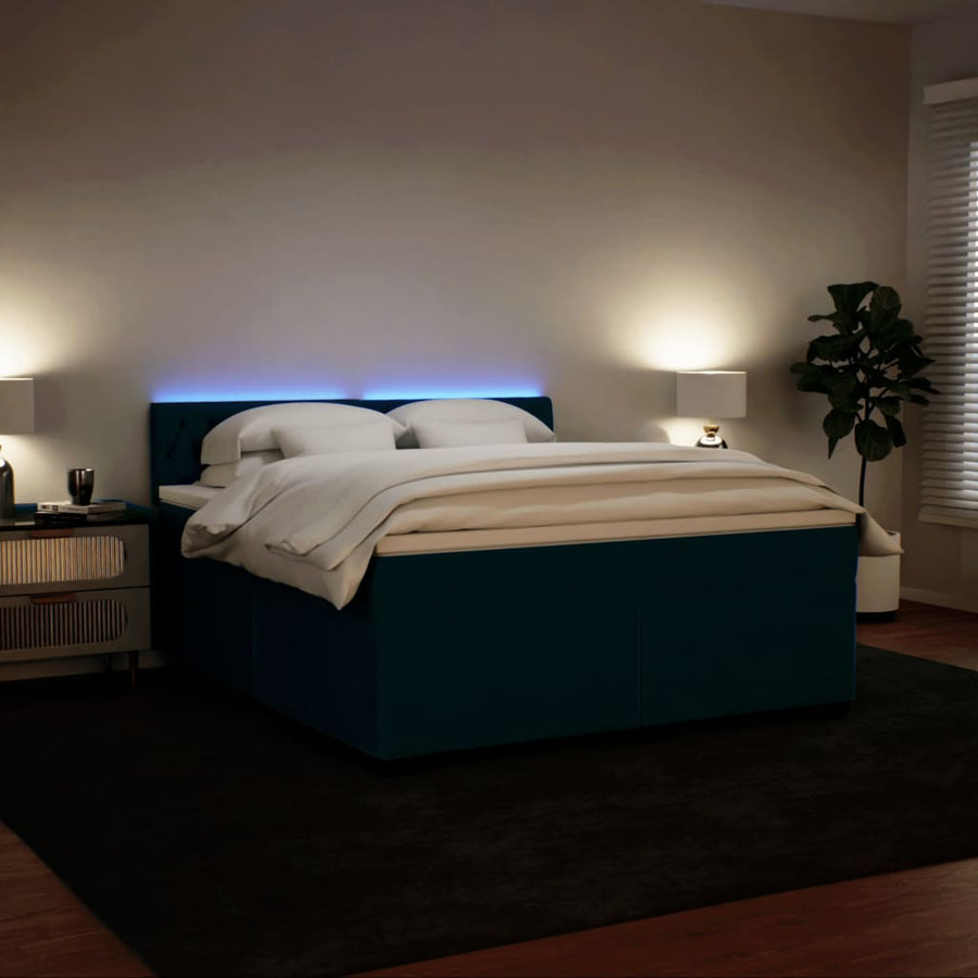 Boxspring met matras fluweel blauw 180x200 cm