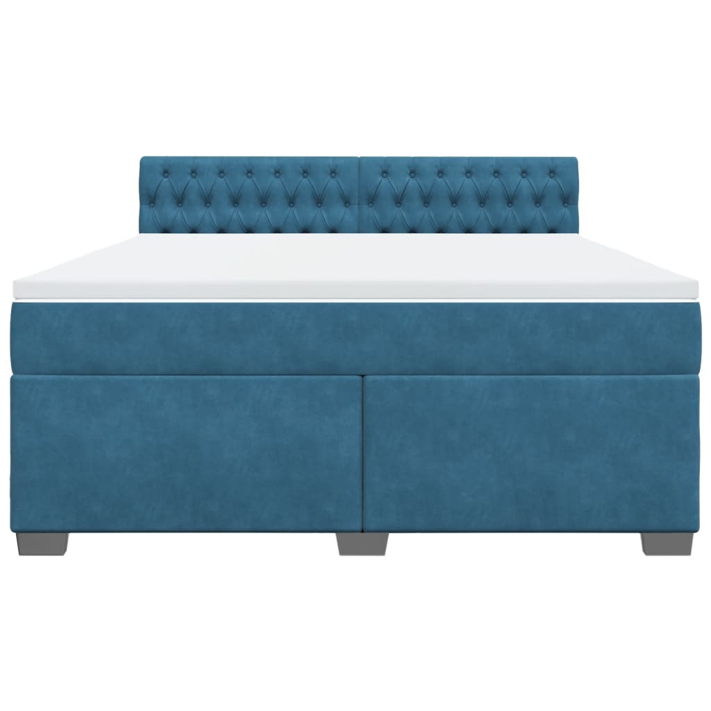 Boxspring met matras fluweel blauw 180x200 cm