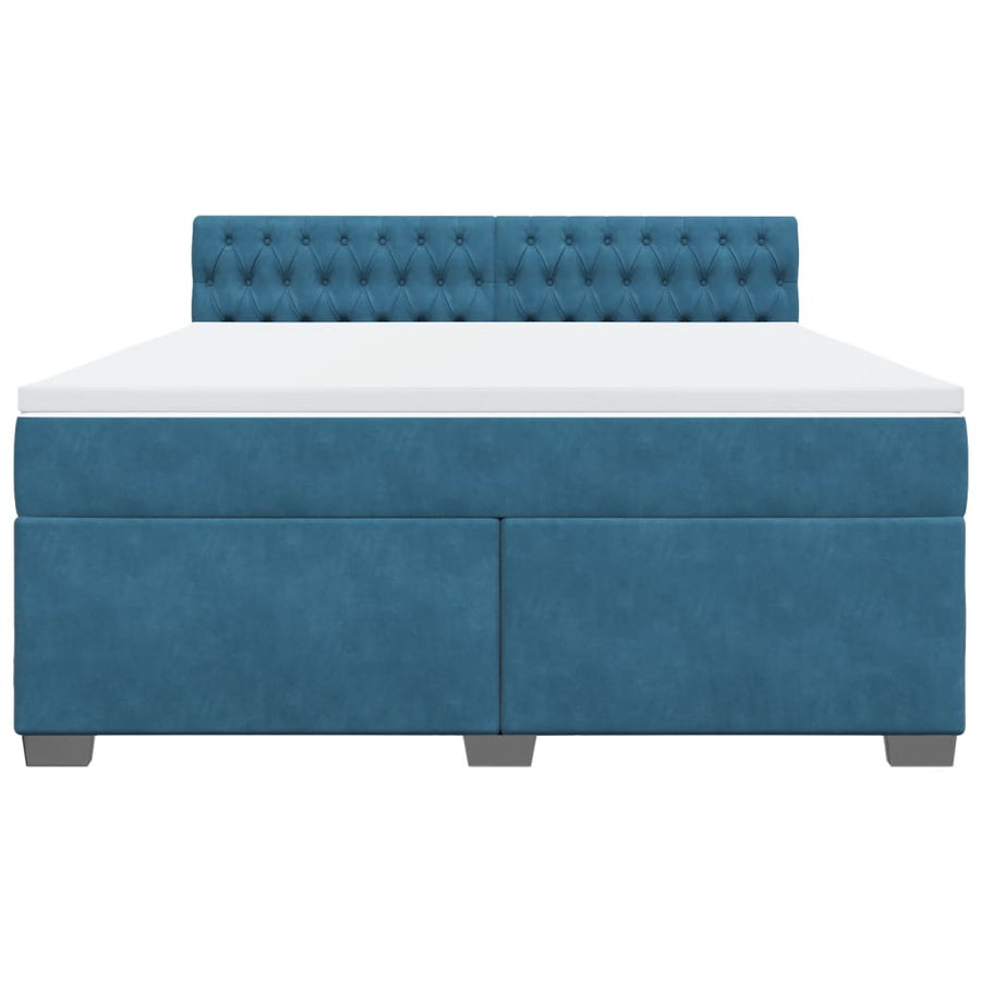 Boxspring met matras fluweel blauw 180x200 cm