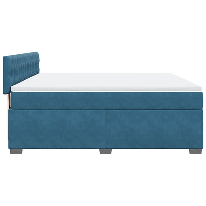 Boxspring met matras fluweel blauw 180x200 cm