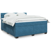 Box spring with velvet blue mattress 180x200 cm