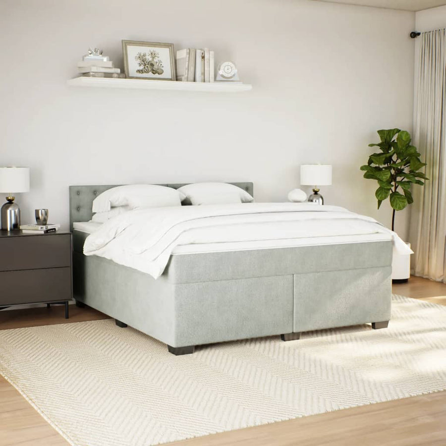 Boxspring met matras fluweel lichtgrijs 180x200 cm