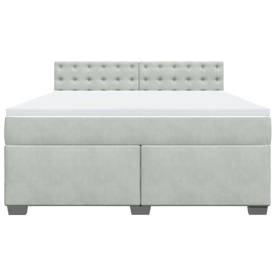Boxspring met matras fluweel lichtgrijs 180x200 cm