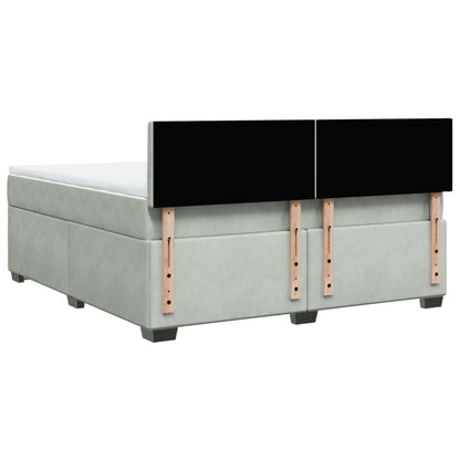 Boxspring met matras fluweel lichtgrijs 180x200 cm