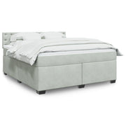 Box spring bed with velvet mattress light grey 180x200 cm