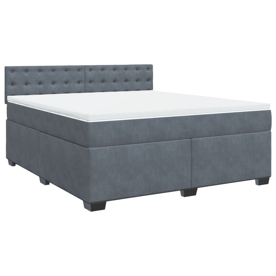 Boxspring met matras fluweel donkergrijs 180x200 cm