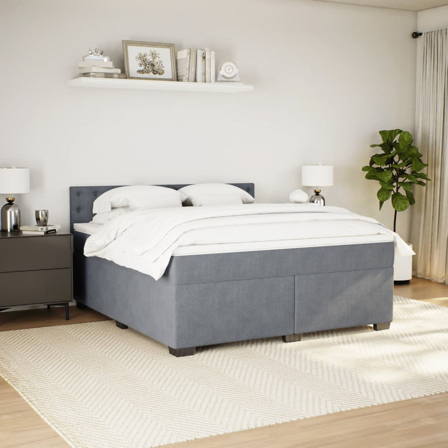 Boxspring met matras fluweel donkergrijs 180x200 cm