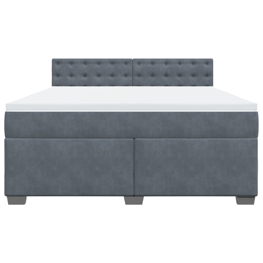 Boxspring met matras fluweel donkergrijs 180x200 cm