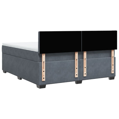 Boxspring met matras fluweel donkergrijs 180x200 cm
