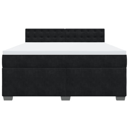 Boxspring met matras fluweel zwart 180x200 cm