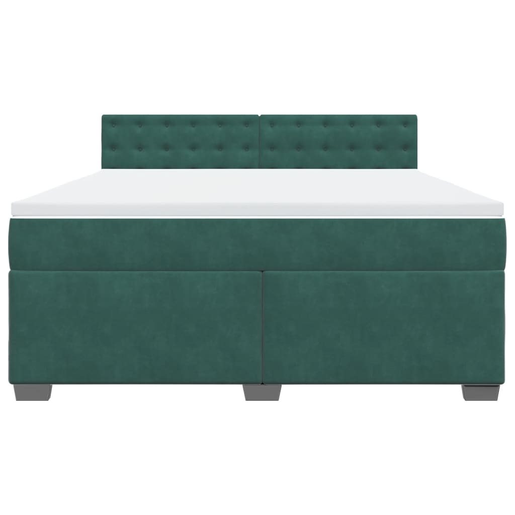 Boxspring met matras fluweel donkergroen 180x200 cm
