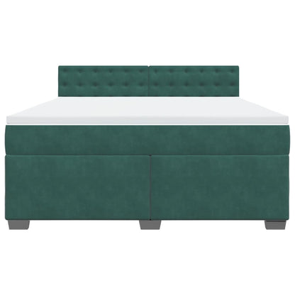 Boxspring met matras fluweel donkergroen 180x200 cm
