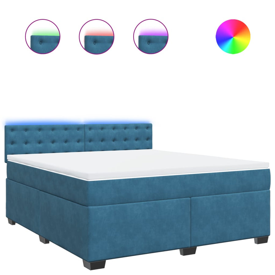 Boxspring met matras fluweel blauw 180x200 cm
