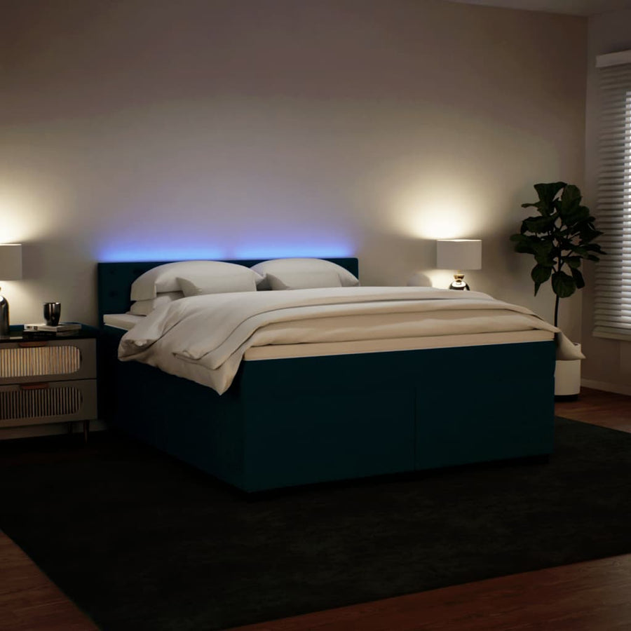 Boxspring met matras fluweel blauw 180x200 cm