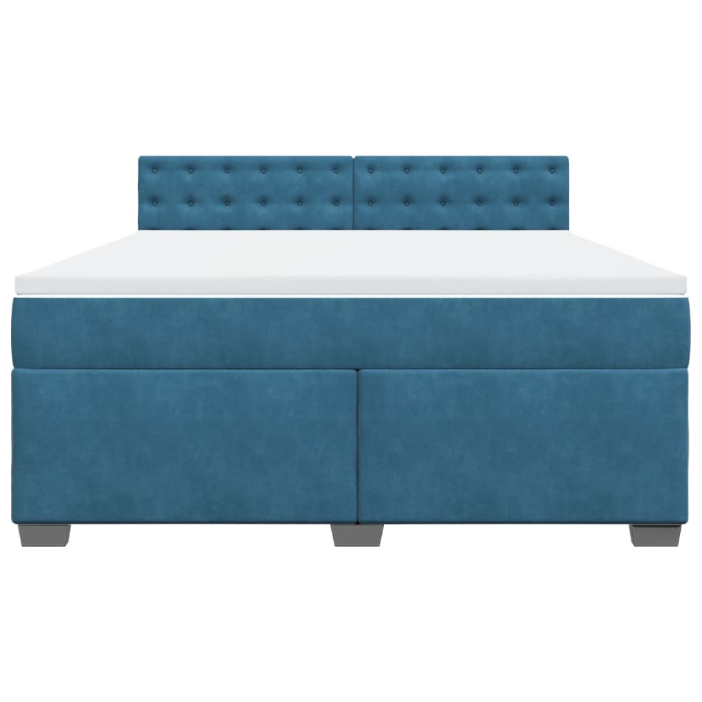Boxspring met matras fluweel blauw 180x200 cm