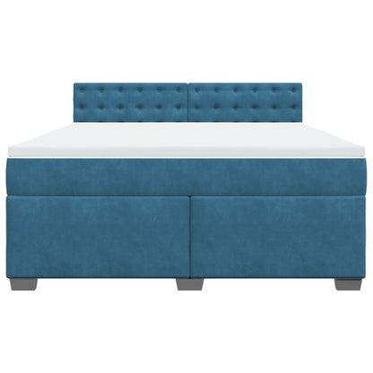 Boxspring met matras fluweel blauw 180x200 cm