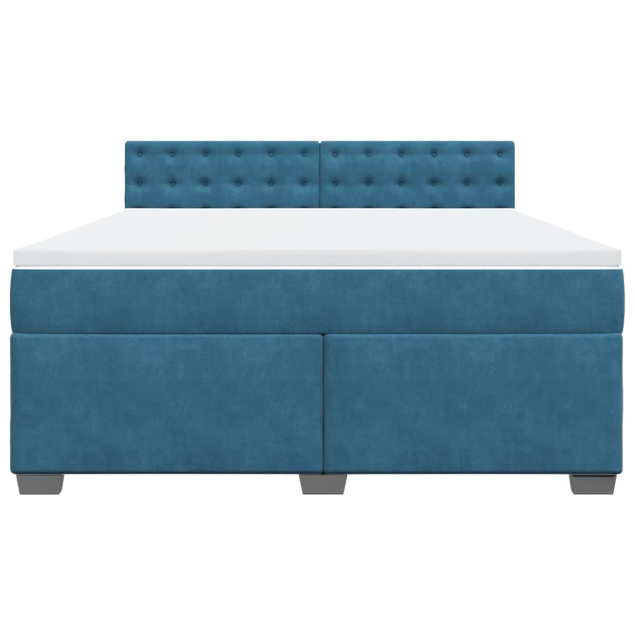 Boxspring met matras fluweel blauw 180x200 cm