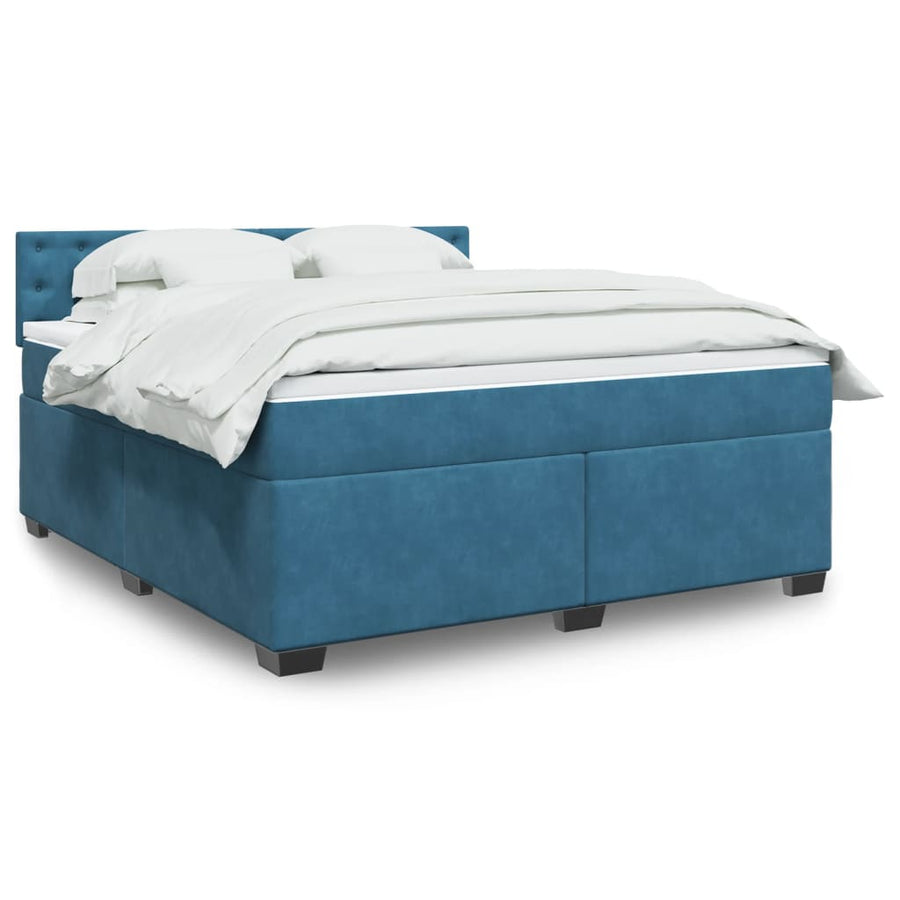 Boxspring met matras fluweel blauw 180x200 cm