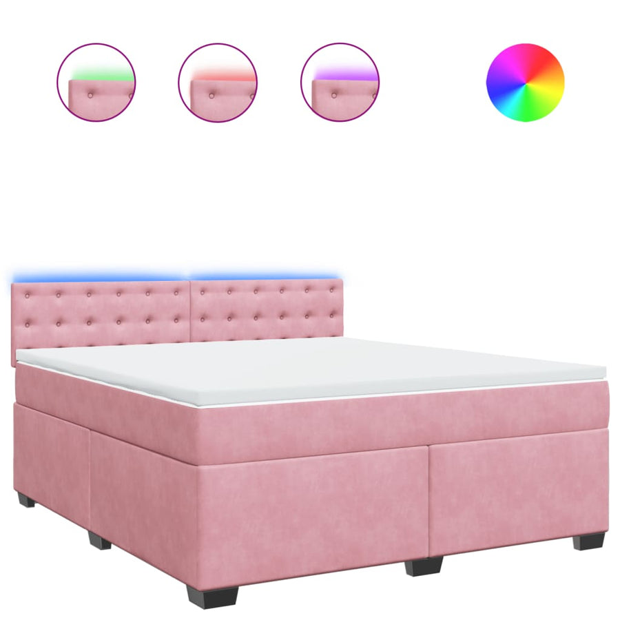 Boxspring met matras fluweel roze 180x200 cm