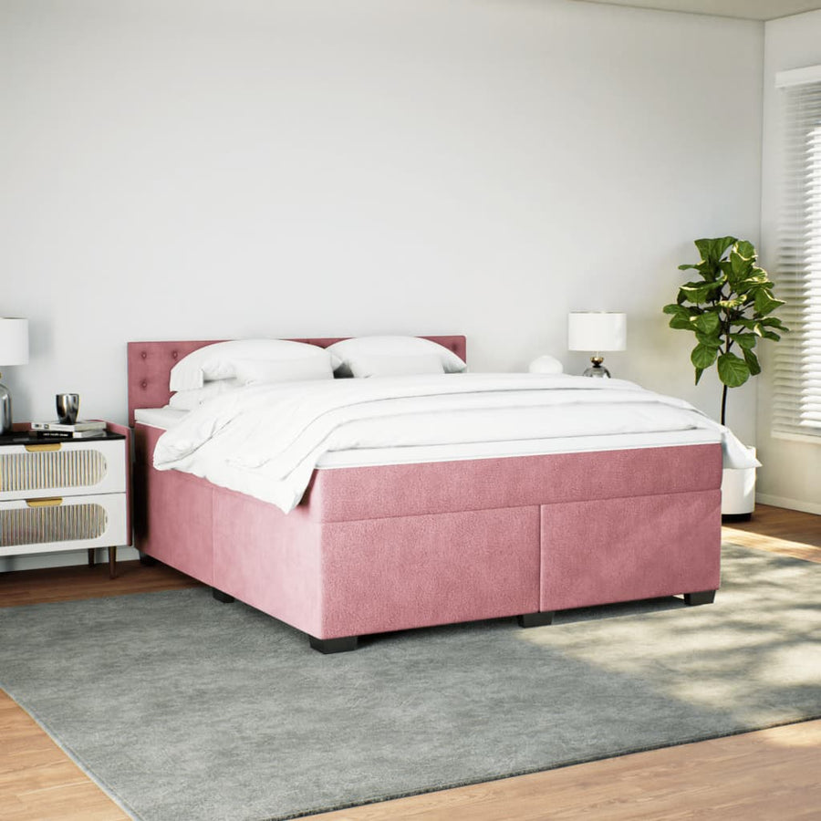 Boxspring met matras fluweel roze 180x200 cm