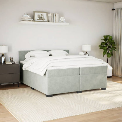 Boxspring met matras fluweel lichtgrijs 200x200 cm