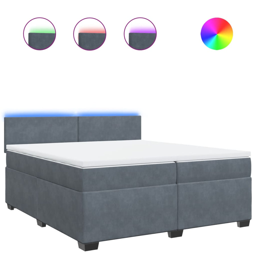 Boxspring met matras fluweel donkergrijs 200x200 cm