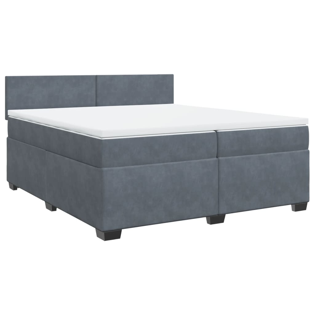 Boxspring met matras fluweel donkergrijs 200x200 cm