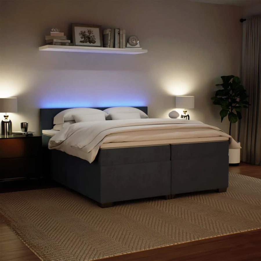 Boxspring met matras fluweel donkergrijs 200x200 cm
