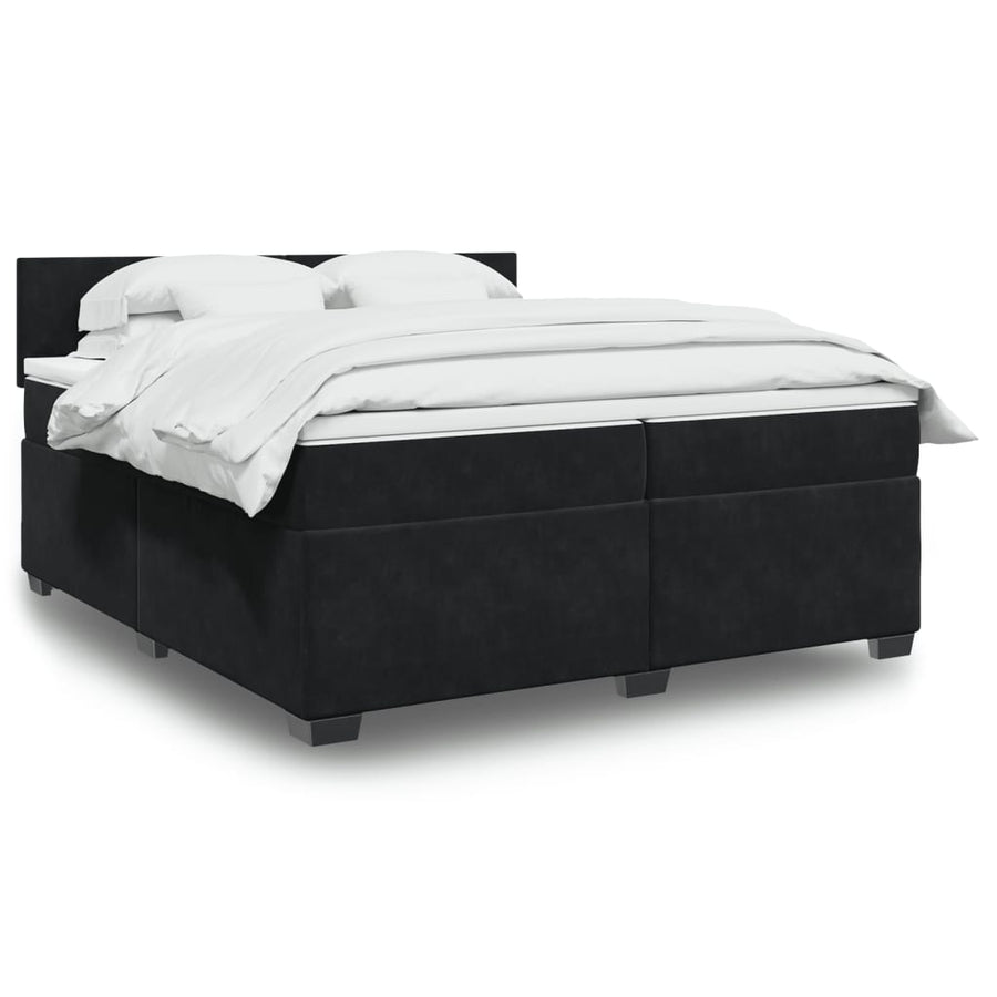 Boxspring met matras fluweel zwart 200x200 cm