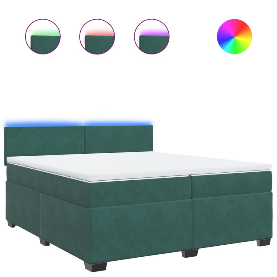 Boxspring met matras fluweel donkergroen 200x200 cm